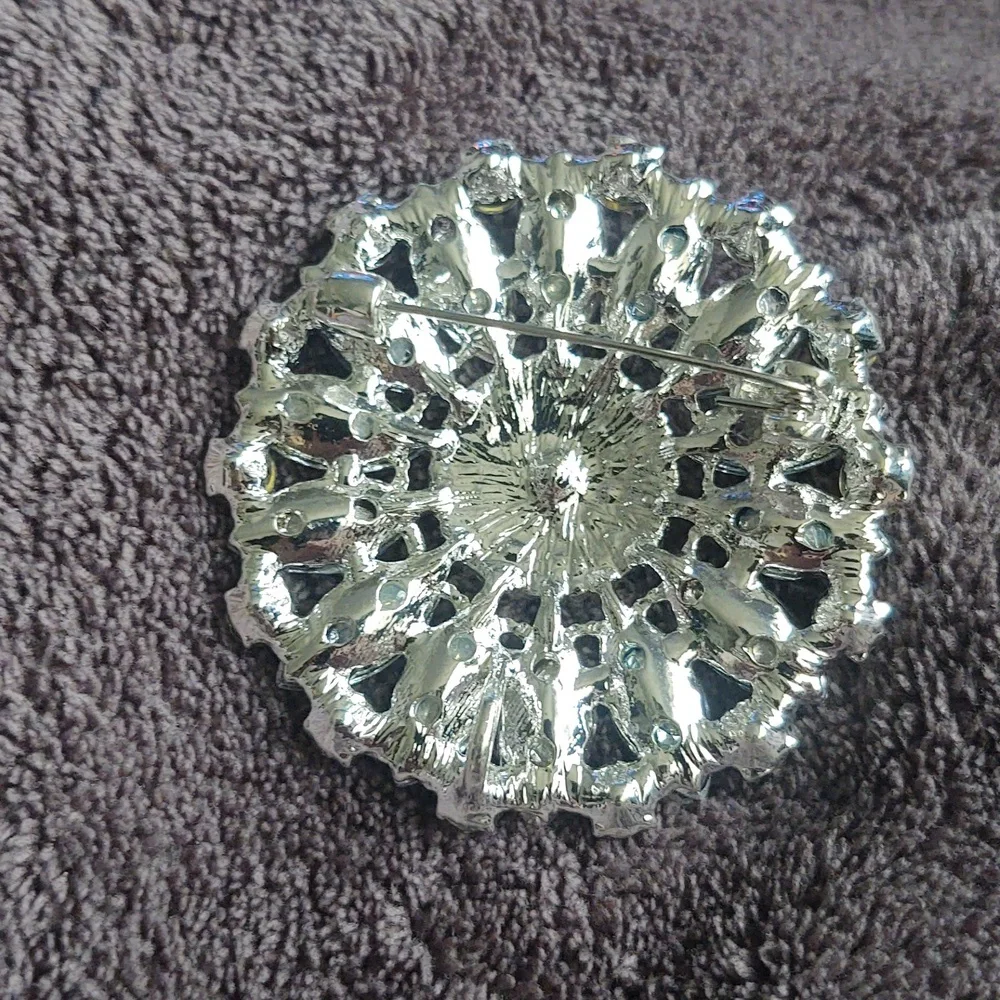 Iridescent Floral Crystal Brooch